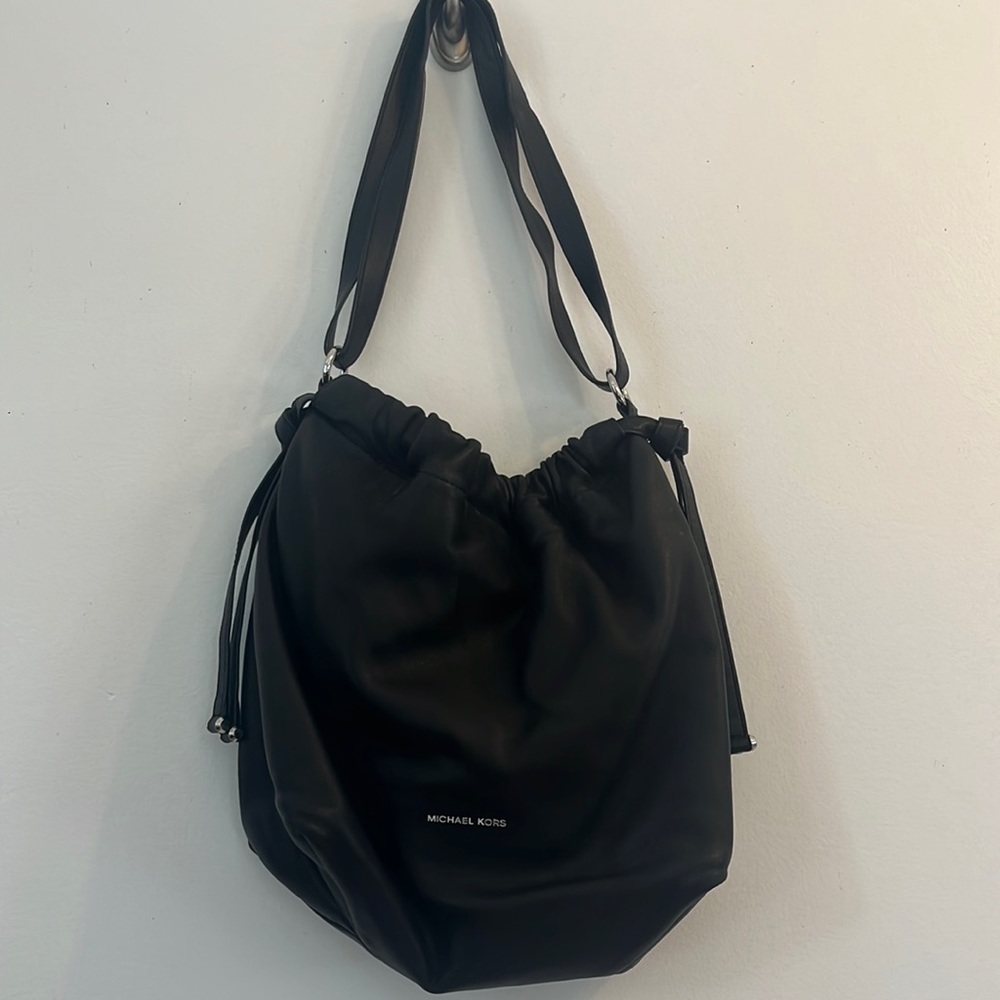 Michael Kors Black Hobo Style Bag with Ties on the Side